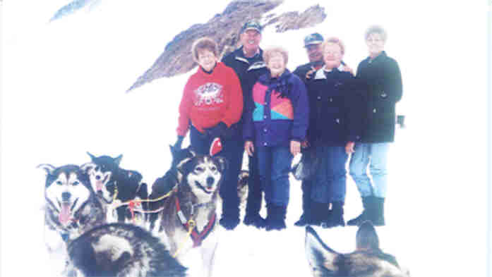Six of us & dog sled
